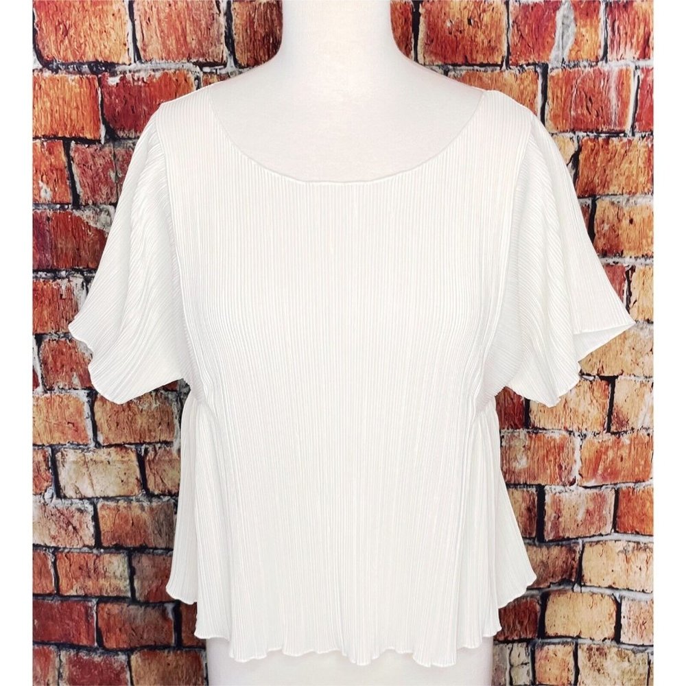 Madewell Texture & Thread Micropleat Cropped Top Ivory H8114 Women’s Small - Picture 2 of 6